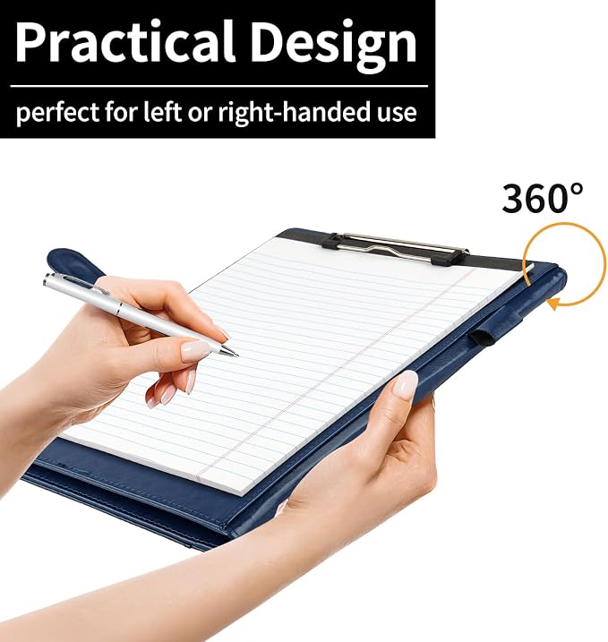 Professional Padfolio with Clipboard, Faux Leather Portfolio Folder Binder - Image 8