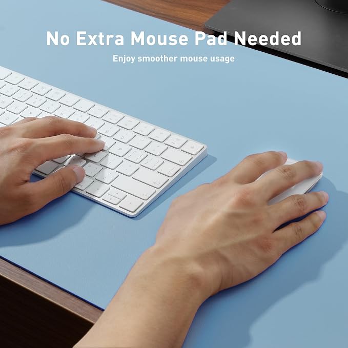 Aothia Faux Leather Desk Mat for Keyboard & Mouse | Large desk mat for keyboard - Image 3