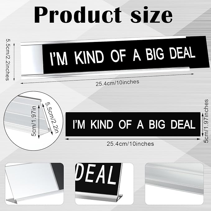 Menkxi Funny Desk Signs for Office, Novelty Nameplate Office Decor Black Desk - Image 2