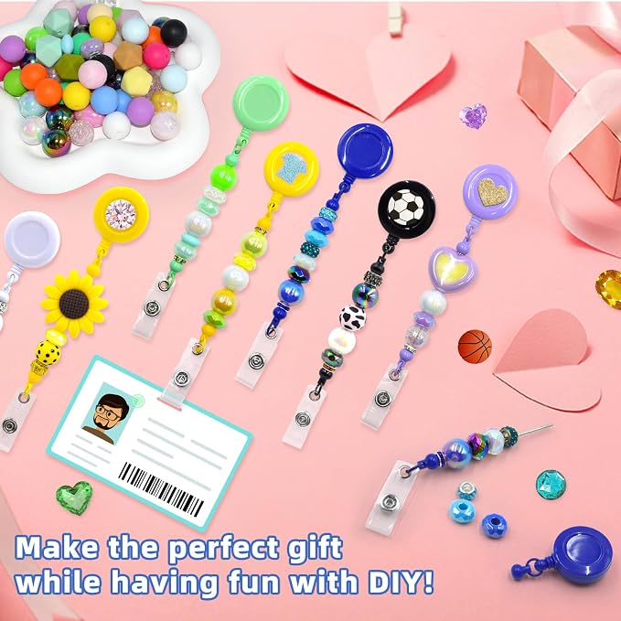 15pcs Colorful Beadable Badge Reels Making Kits - Image 2