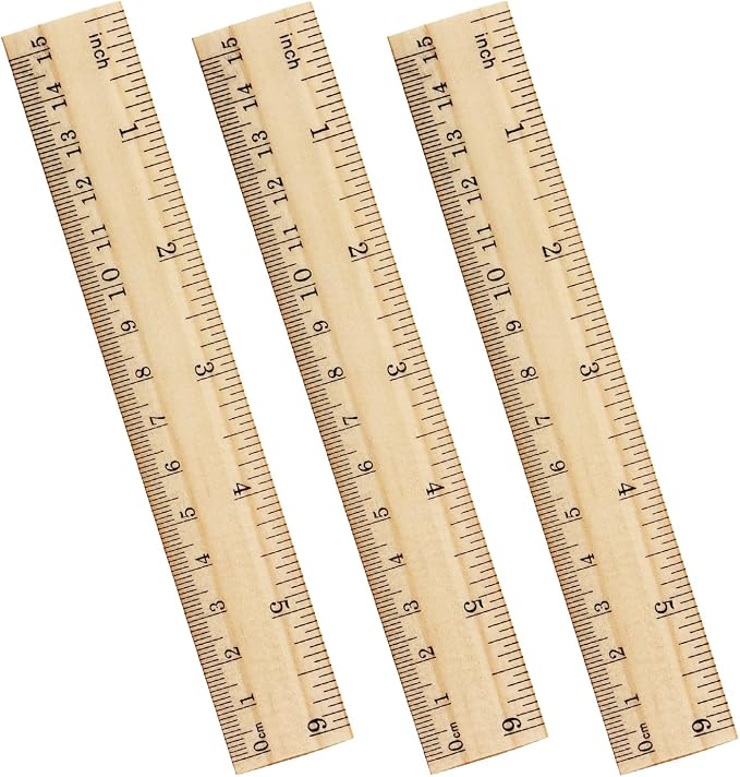 ZZTX 3 Pack Wooden Ruler 6 Inch Rulers Bulk Wood Measuring Ruler by ZZTX