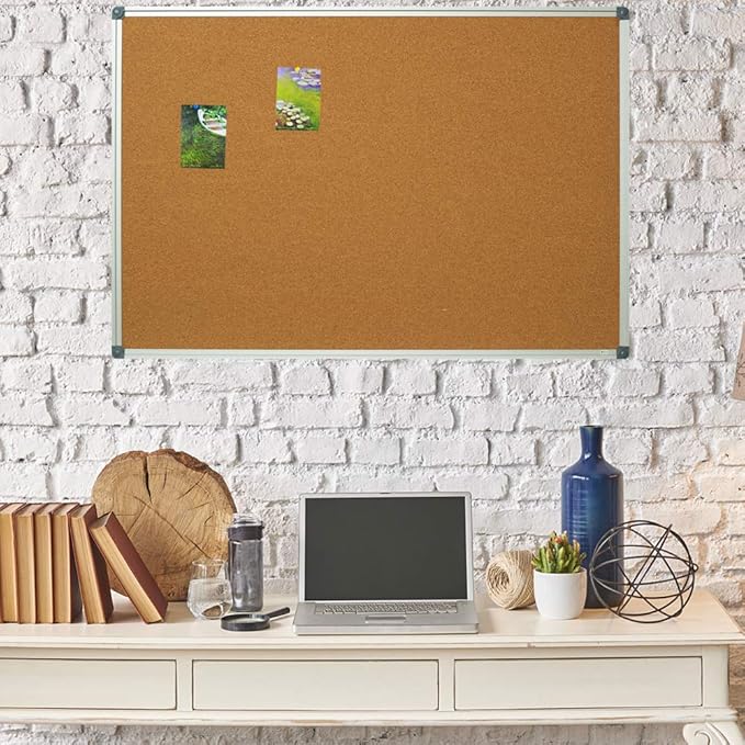 Lockways Cork Board Bulletin Board, 2 Pack Double Sided Corkboard 36" x 24", Wall-Mounted Silver Aluminum Message Presentation Notice Board 3 x 2 Feet-DeskLoop Office