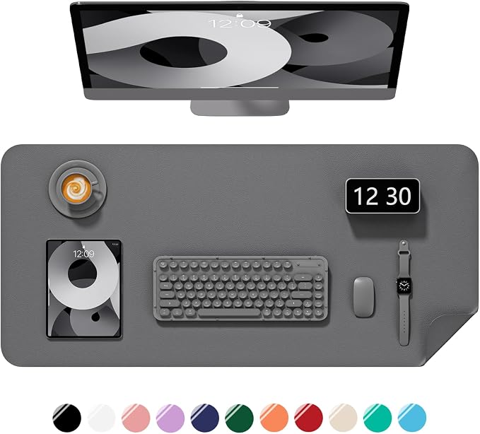 Desk Pad, 23.6" x 13.8" PU Leather Non-Slip Desk Mat Large Mouse Pad by Niniubye