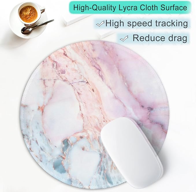 ITNRSIIET Marble Round Mouse Pad Pink Marble Customized Premium-Textured - Image 3