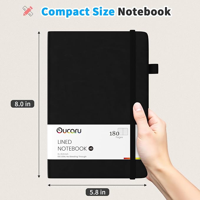 Oucaru Lined Journal Notebook, 24 Pack, 180 Pages, A5 Journals - Image 2