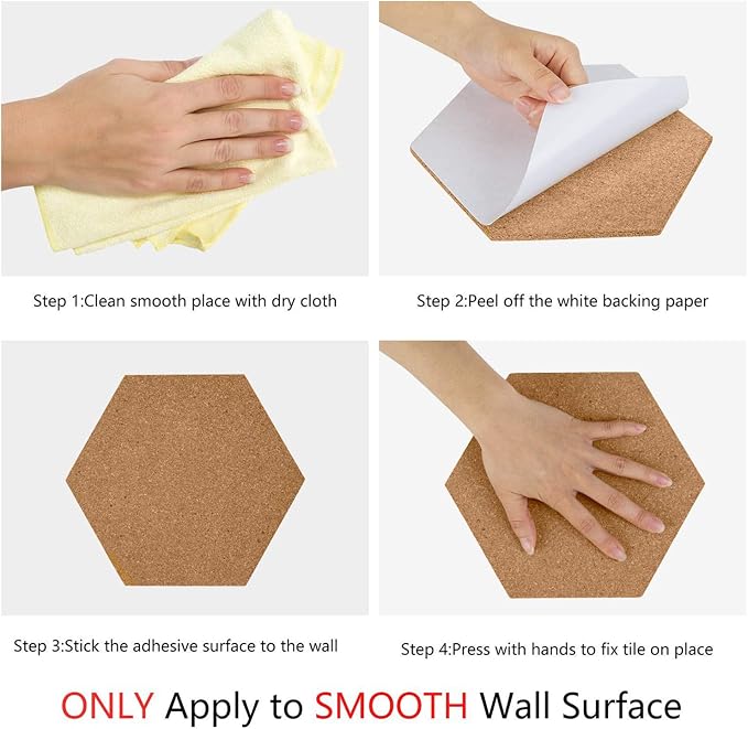 HBlife Hexagon Cork Board Tiles 10 Pack Self-Adhesive Corkboards - Image 4
