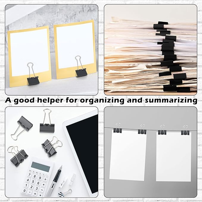 Yexiya 600 Pcs Medium Binder Clips Paper Clips Office Supplies Paper Clamps for Teachers Students School Office Business Paperwork Supplies (Black, 1.25 Inch)-DeskLoop Office