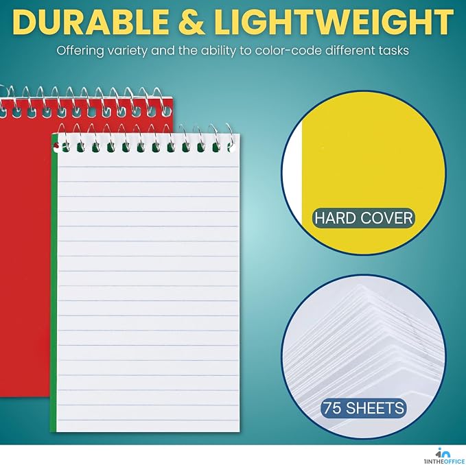 1InTheOffice Wirebound Spiral Memo Books, Memo Pads, College Ruled, Small - Image 4