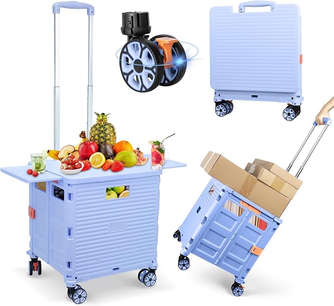 FELICON SELORSS Folding Utility Cart Portable Rolling Crate Handcart-Blue | by FELICON