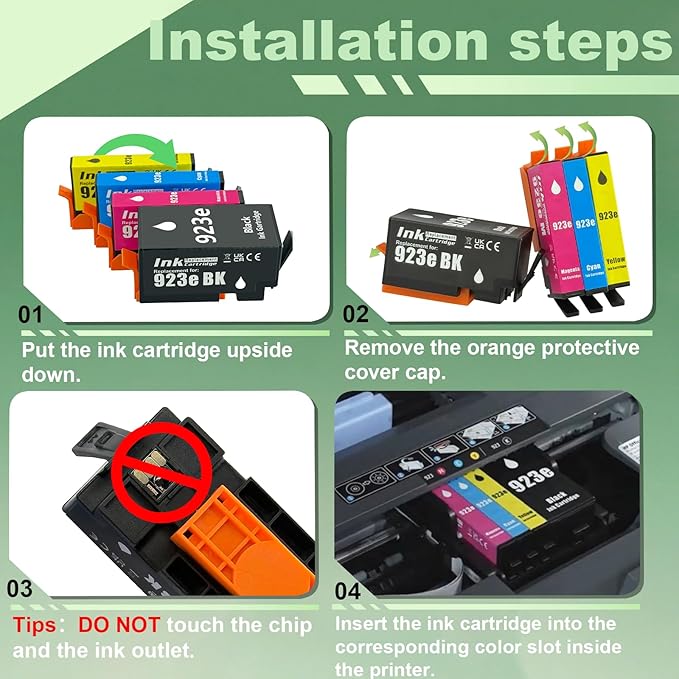 923e 923XL Ink Cartridges Combo Pack Ink Cartridge with Chip Replacement for 923e Ink Cartridges Work for OfficeJet Pro 8138e 8130e 8135e 8139e OfficeJet 8122e 8120 8123 Printers（4 Pack）-DeskLoop Office