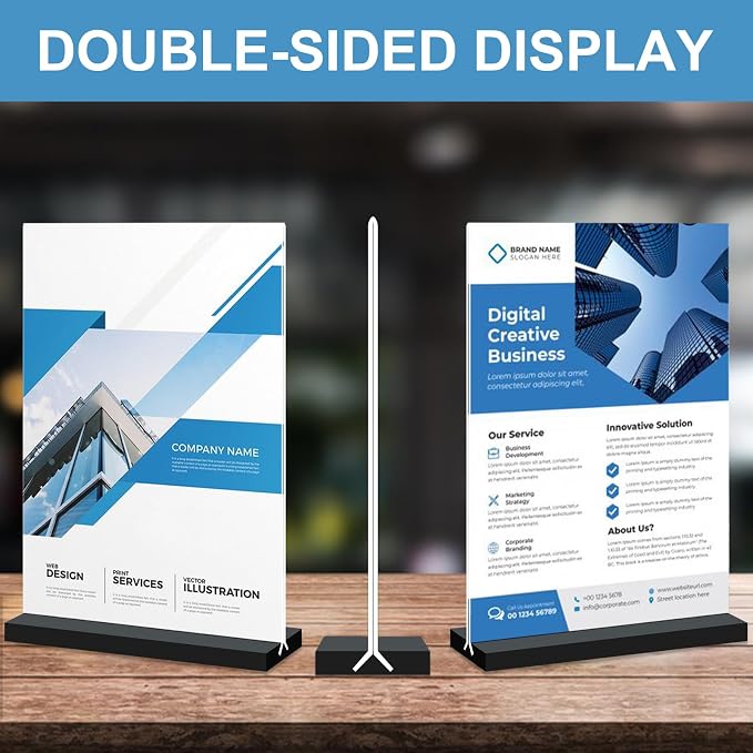 Acrylic Sign Holder 4x6, 12 Pack Clear Double Sided Menu Vertical Display Stand - Image 4