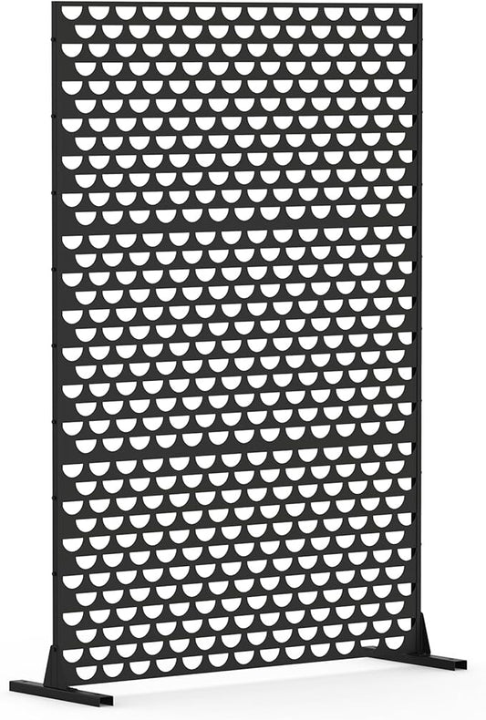 NicBex Room Divider 1 Panel Room Dividers with Semicircle Pattern Design Partition Room Dividers and Metal Privacy Screens Wall Divider for Outdoor, Room Separation,48.31"W x 15.75"D x 70.75"H, Black-DeskLoop Office