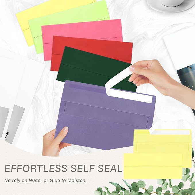 100 Pack #10 Business Envelopes, Self Seal Standard Light Yellow Envelopes - Image 5