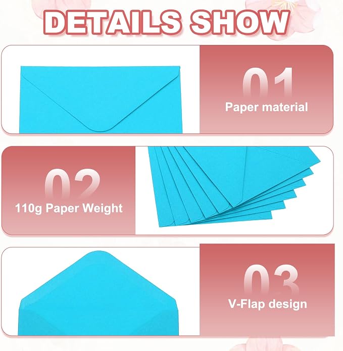 PATIKIL 7x5 Inch Invitation Envelopes, Lake Blue - Image 4