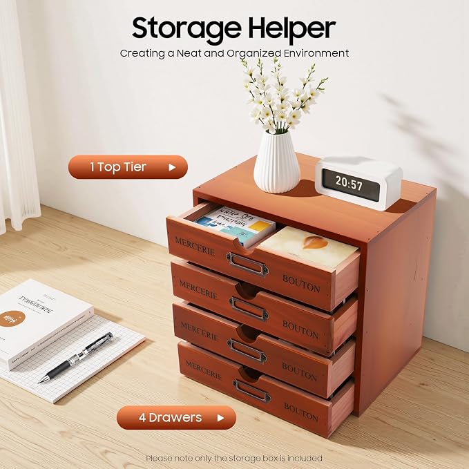 Vintage Wooden Drawers Organizer, 16-Drawer Desktop Storage Box - Image 3
