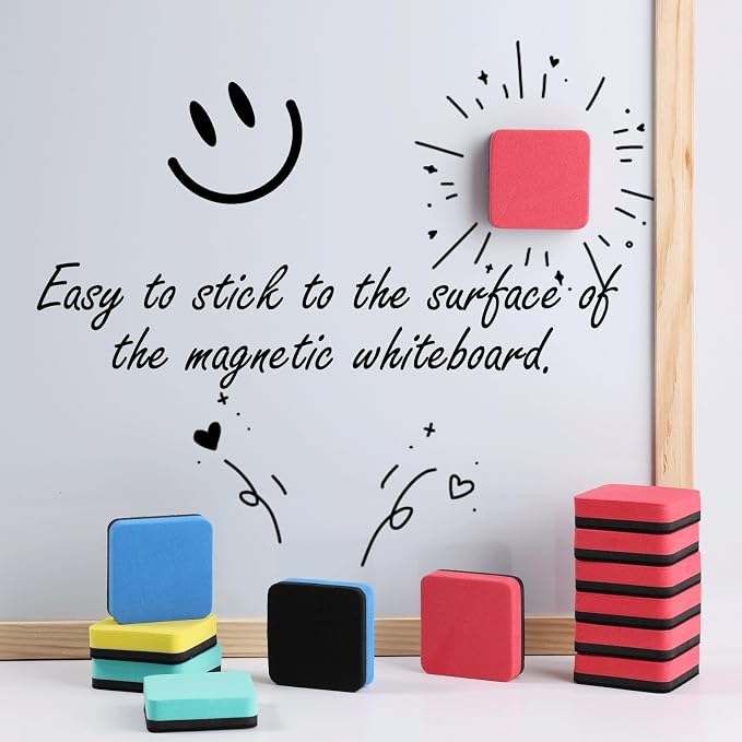 XKDOUS 12 Pack Dry Erase Eraser, Magnetic Whiteboard Eraser, Small White Board - Image 4