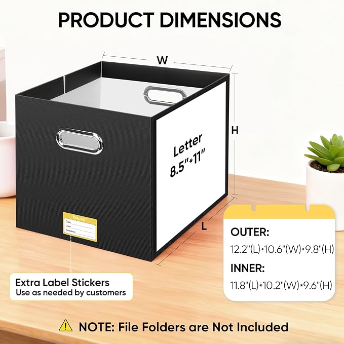 BALEINE File Organizer Box, Cardboard File Folder Organizer - Image 3