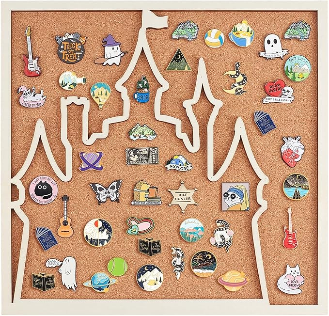 BENECREAT Square Castle Pin Board, 11.8x11.8inch Bulletin Display Board by BENECREAT