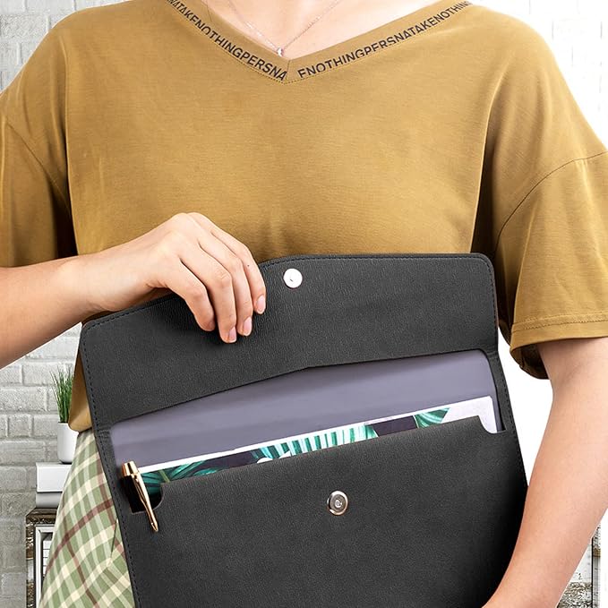 VANRA 1 Piece PU Leather Envelope File Folders A4 Paper Document Filing - Image 4