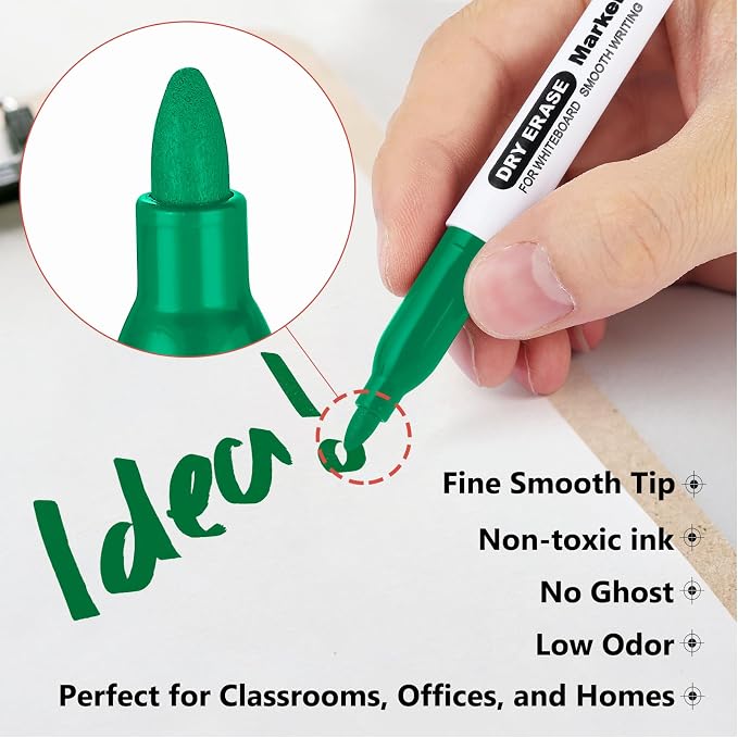 SFAIH Green Dry Erase Markers Fine Tip - Image 3