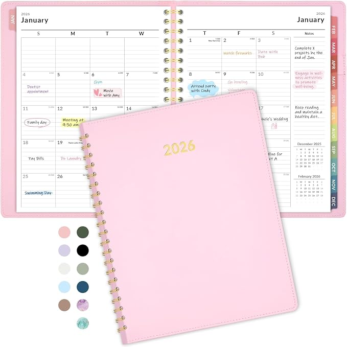 Forvencer 2026 Planner Weekly and Monthly, Jan 2026 -Dec 2026, Vegan Leather by Forvencer