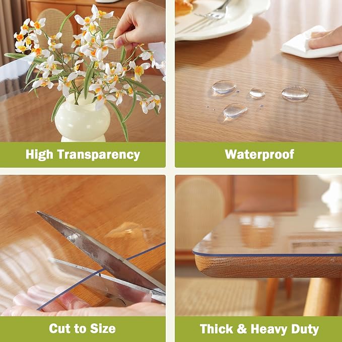 OstepDecor Clear Table Cover Protector 42 x 64 Inch, 1.5mm Thick Plastic Table - Image 4
