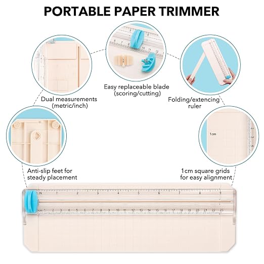 Mini Paper Trimmer with Extending Ruler, Paper Cutter with Cutting and Scoring - Image 3
