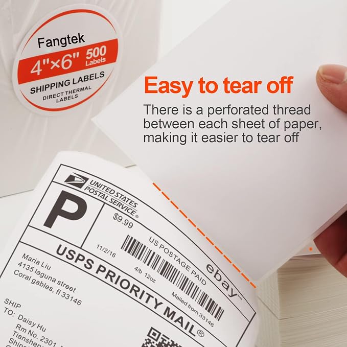 Fanfold 4”x 6” Direct Thermal Shipping Labels Self Adhesive, 500 Postage - Image 3