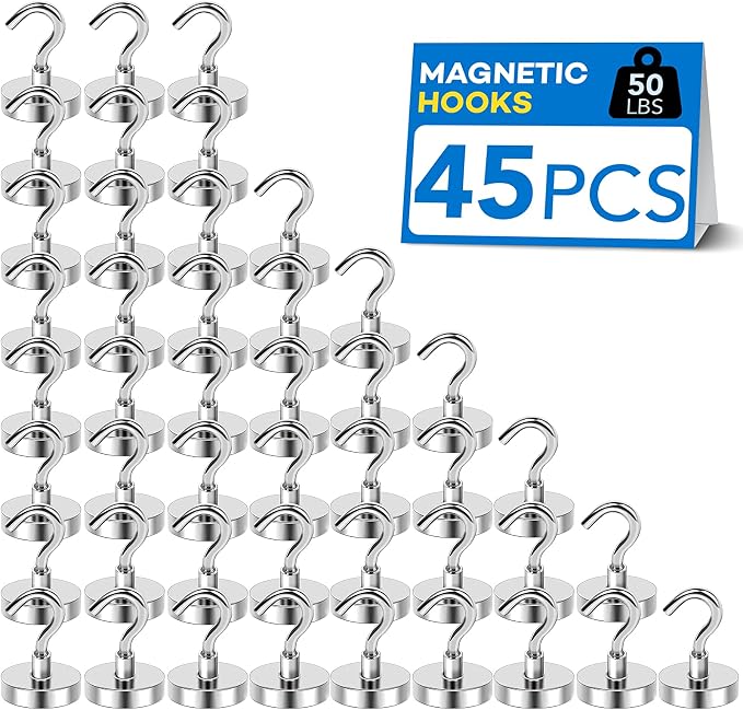 LOVIMAG Magnetic Hooks Heavy Duty 45Pcs, 50lbs Magnets Hook by LOVIMAG
