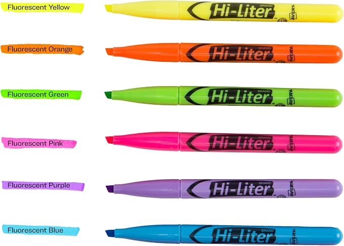 Avery Hi-Liter Pen-Style Highlighters, Smear Safe Ink, Chisel Tip, 6 Assorted - Image 8