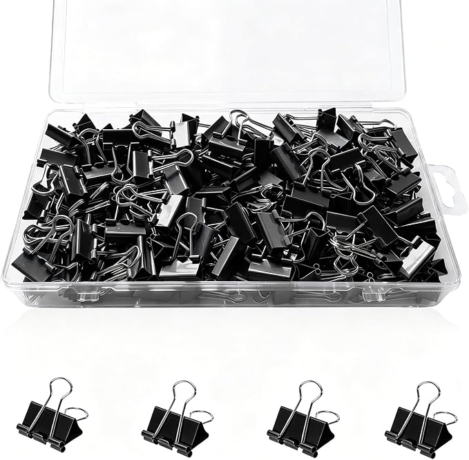 148Pcs Small Binder Clips Black, 0.75 in/19mm Mini Binder Paper Clips Office by Unknown