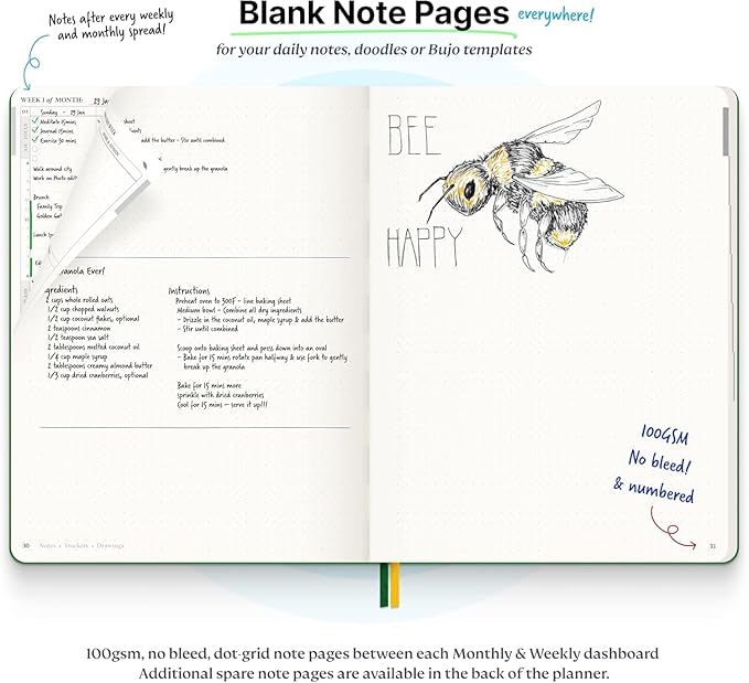 Purpose Planner Notebook B5 Hardcover 7.5”x9.8”- Teal Undated Daily, Weekly, and Monthly 2025 - Productivity & Goal Setting Tool for Work, Home, and Self-Care - ADHD & Journal for Adults-DeskLoop Office