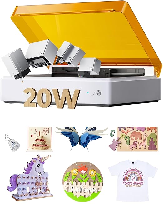 xTool M1 Ultra Laser Engraving Machine, 4-in-1 Craft Machine with 20W Laser Engraver, Inkjet Printing, Blade Cutting, Pen Drawing, Support Rotary Engraving on Tumblers - Basic Bundle-DeskLoop Office