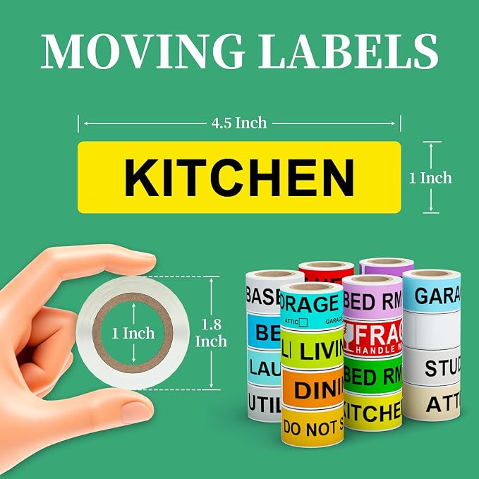 Moving Box Labels – 1440 PCS Color Coded Room Stickers, Fragile & Heavy Item - Image 2
