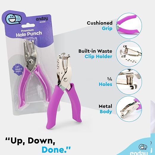 Single Hole Punch Metal Purple, 1/4” Hole Puncher - Image 3