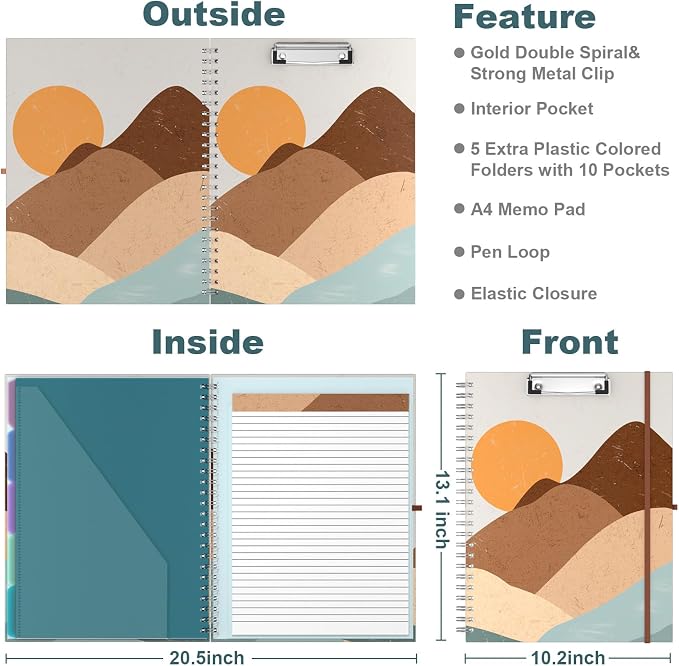 Hongri Clipboard Folio with Refillable Lined Notepad, 8.5 x 11 Folders with - Image 3