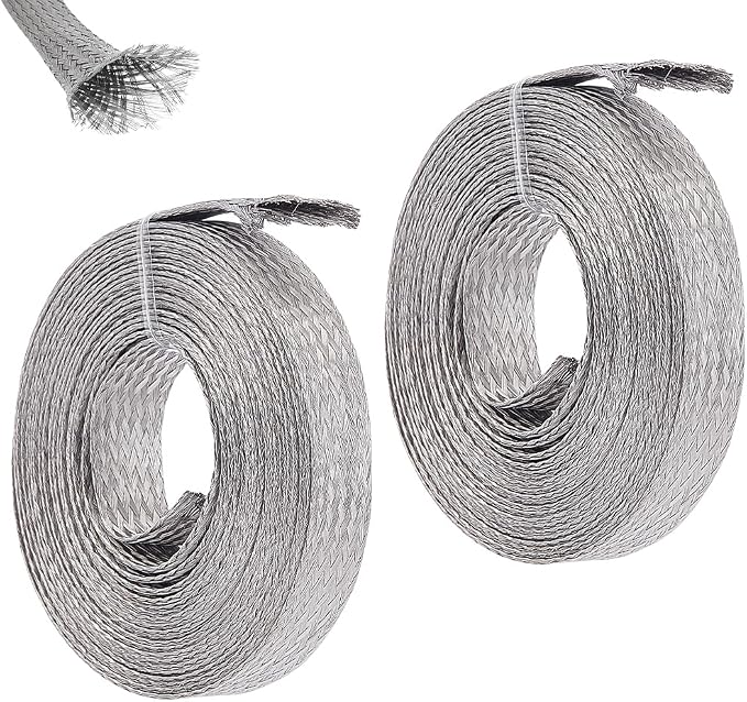UNICRAFTALE 3/5 inch Wide Braided Sleeving Braid Stainless Steel Cable Wire by UNICRAFTALE