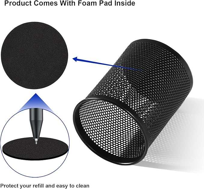 Comix Pen Holder Desk Organizer, Wire Mesh Pencil Cup with Foam Pad and Non-Slip Bottom Office Supplies Desk Accessories for Home Office School, 2 Packs-DeskLoop Office