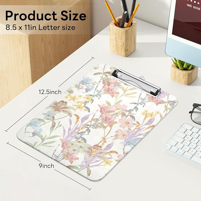 Luminzo Plastic Cute Clipboard Low-Profile Metal Clip, A4 Letter Size 9 x 12.5 - Image 2