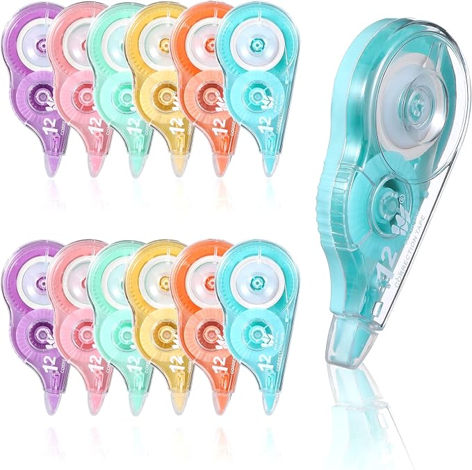Yexiya 12 Pcs Correction Tape Eraser 0.2 Inch x 39.4 Feet White Tape Original - Image 6