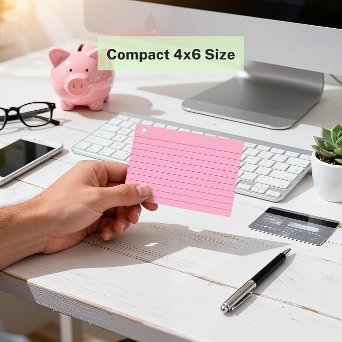 160 Pcs Index Cards with Ring 4 x 6 Inch Colored Heavyweight Ruled Flash Cards - Image 4