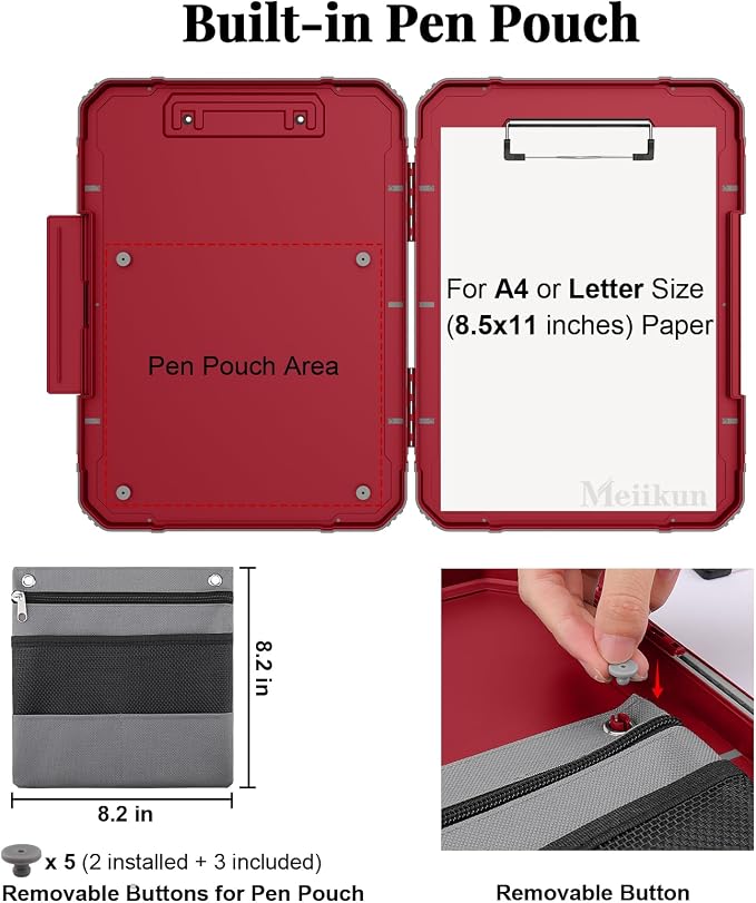 Meiikun Clipboard with Storage, Rugged Shockproof Protective, Internal Pen - Image 3