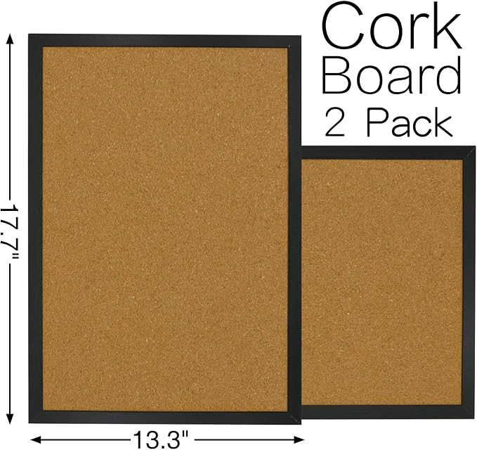 OWLKELA 2 Pcs Cork Board, 17.7"X 13.3" Bulletin Board, Vision Board, Notice Pin - Image 2