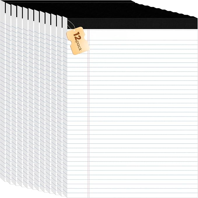 12Packs Legal Pads 8.5 x 11 Inch, 50Sheets/Pack, College Ruled & Perforated by Ciphyfee
