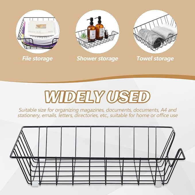 Yeaqee 3 Pcs Letter Tray Wire Paper Trays Stackable File Desk Organizer Metal - Image 3