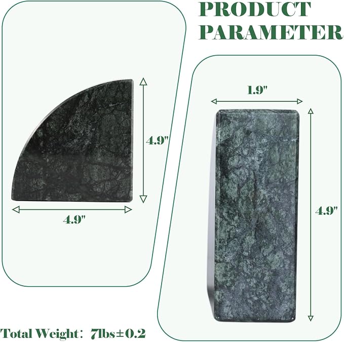 Karibiber Marble Bookend for Shelves, Non-Skid Bookends for Heavy Books - Image 6