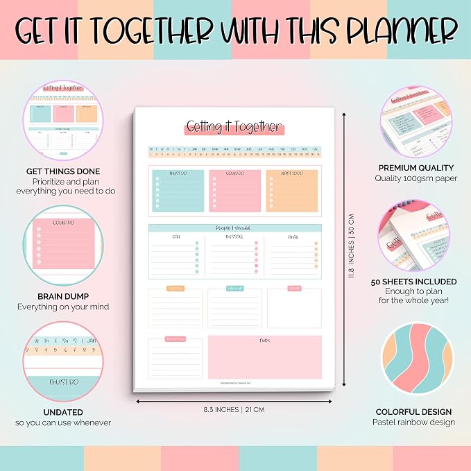 Templatables Brain Dump Notepad, To Do List Desk Pad, Productivity Planner - Image 3