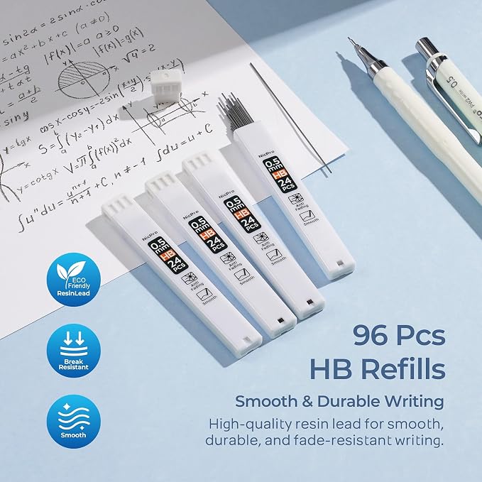Nicpro Cute Mechanical Pencil Set, 4B Erasers, Rotary Retractable Eraser and - Image 5