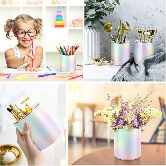 Cute Pen Holder for Desk, Pencil Cup Holder Desktop Stationery Makeup Brush - Image 2