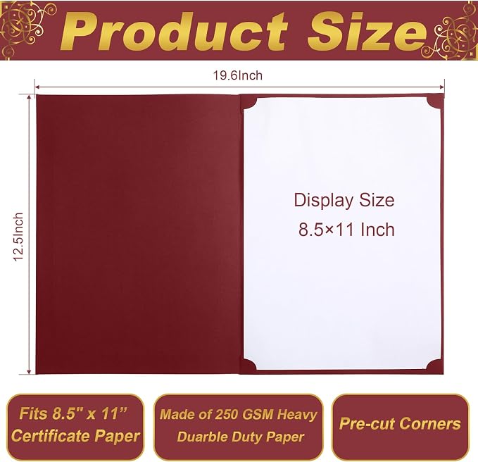 Fainne 120 Pack Certificate Holders Bulk, Diploma Covers Gold Foil Border - Image 2